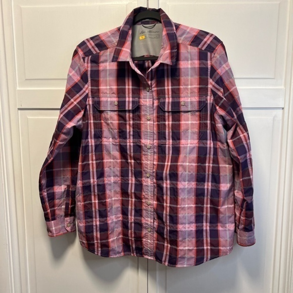 Eddie Bauer Travex Long Sleeve Button Down Shirt Size Women’s Large Multicolor